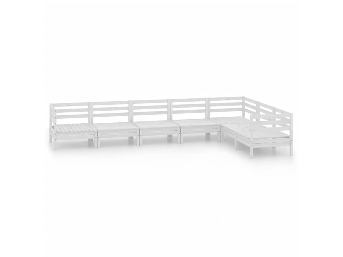 Pcs Conjunto Lounge de Jardim Pinho Maciço Branco MAISON EXCLUSIVE