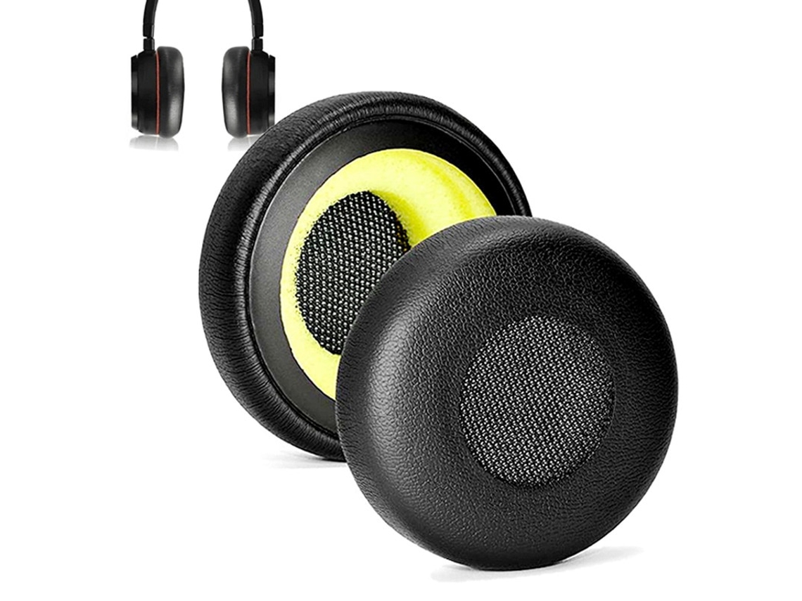 Almofadas Zruxe Para Jabra Evolve 20, 30, 40, 65 (espuma De Memória, Pele Sintética, 60mm, Preto)