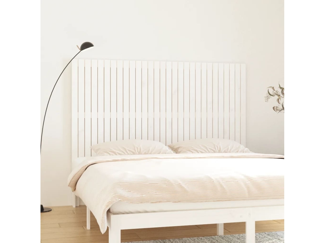 Vidaxl Cabeceira De Parede 185x3x110 Cm Madeira De Pinho Maciça Branco