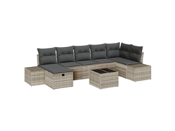 Conjunto 8 Móveis Para Exterior Vidaxl Cinzento-claro Vime Pe (319 X 154 X 85 Cm)