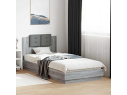 Vidaxl Estrutura De Cama C/ Cabeceira/luzes Led 100x200cm Cinza Sonoma