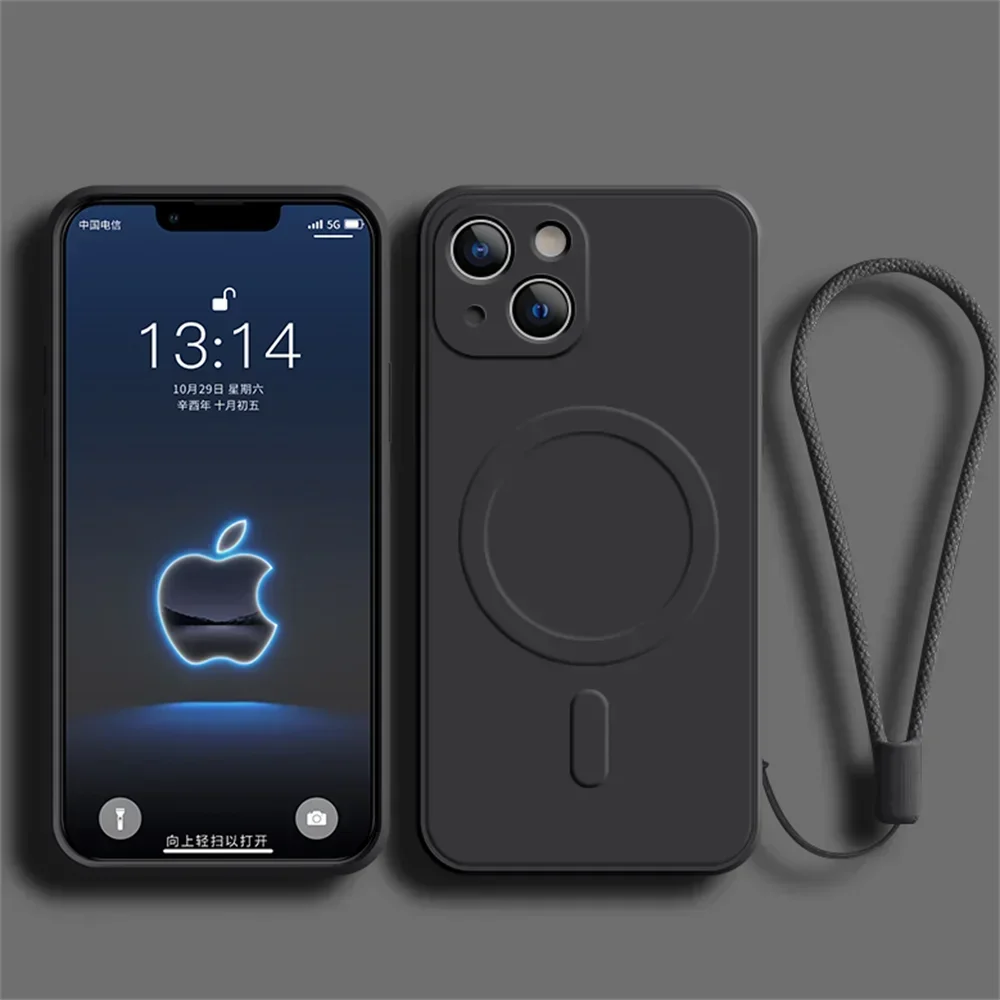 Capa De Silicone Líquido Para Iphone 12 Mini (preta), Compatível Com Carregamento Sem Fio Magnético.
