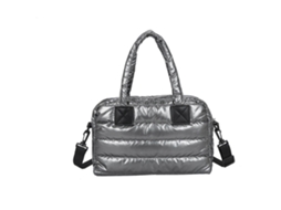 Bolsas Crossbody Retro, Bolsa De Ombro Acolchoada Em Cor Sólida, Nylon, Bolsa De Mão Acolchoada, Prata