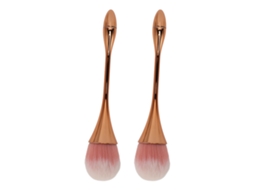 2pcs Pincel De Pó Para Artesanato De Unhas Com Cerdas Macias E Cabo Ergonômico Multiuso Ouro Rosa