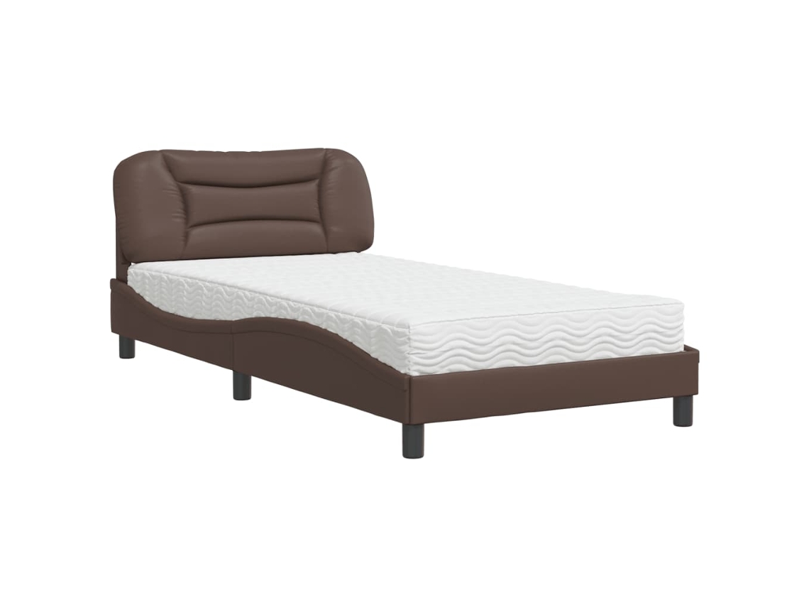Bed, Beds Vidaxl Marrom Couro Artificial (100 X 200 Cm)