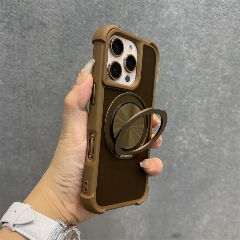 Capa De Celular Em Silicone Líquido Magnético (dourada) Para Iphone 14, Com Proteção Para A Lente.