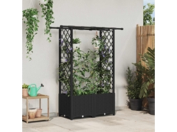 Vidaxl Cama Elevada Com Treliça E Telhado Preto 124,5 X 40 X 136 Cm Pp