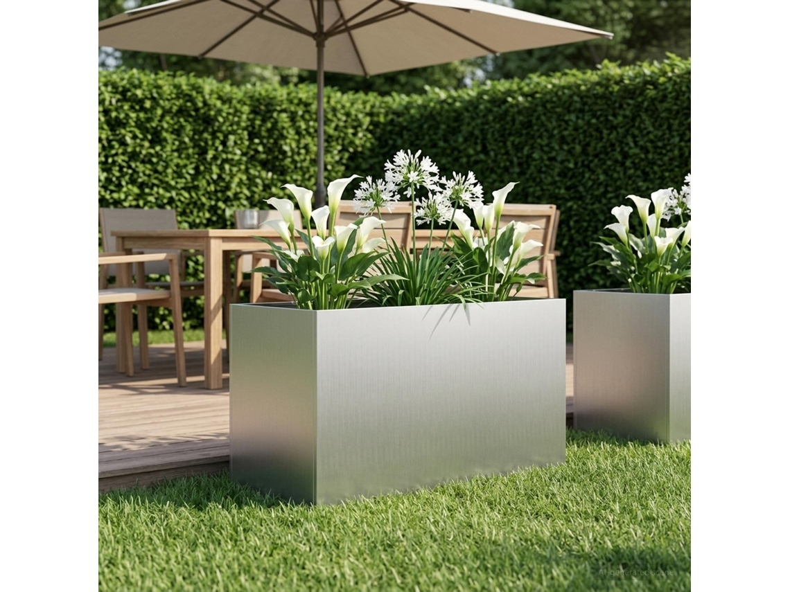 Vidaxl Vaso De Jardim Prateado 80 X 50 X 50 Cm Aço Galvanizado