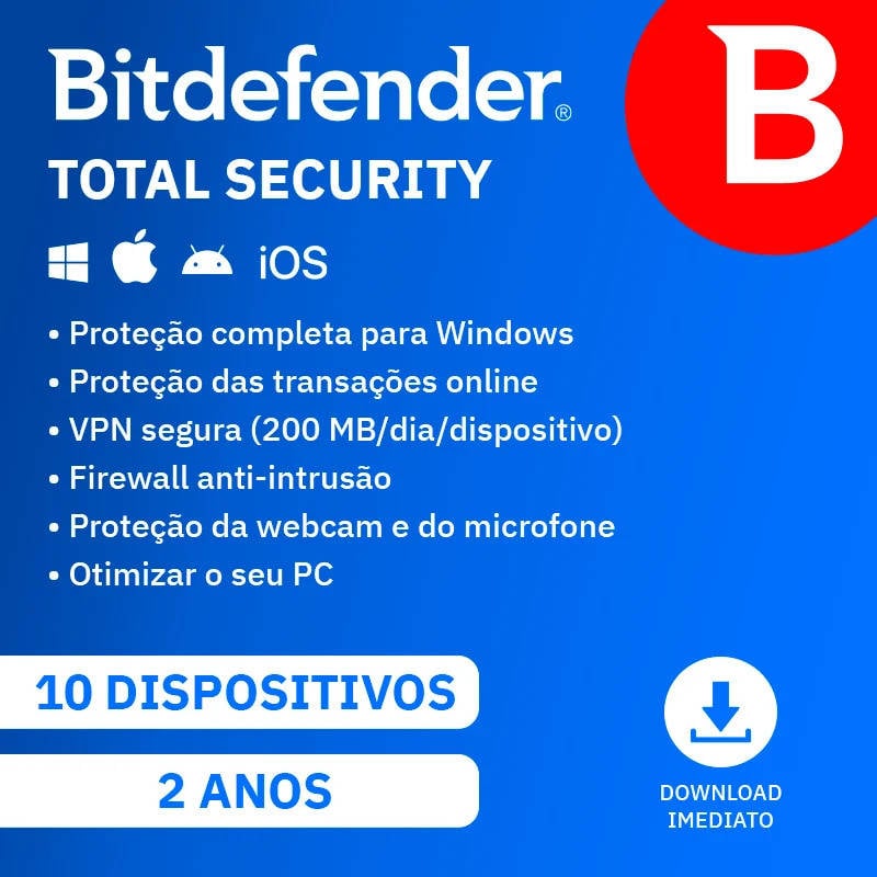 BITDEFENDER Total Security (10 Dispositivos - 2 Anos - Smartphone/PC/Tablet - Formato Digital)