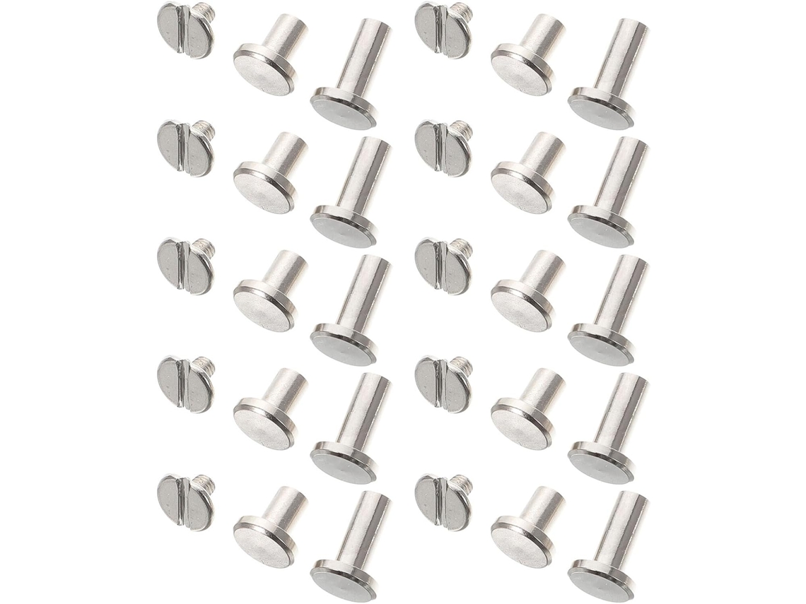 Kit Com 30 Parafusos Para Encadernação De Álbuns, Rebites De Liga Metálica 8mm Em Três Tamanhos 8x6, 8x8, 8x10