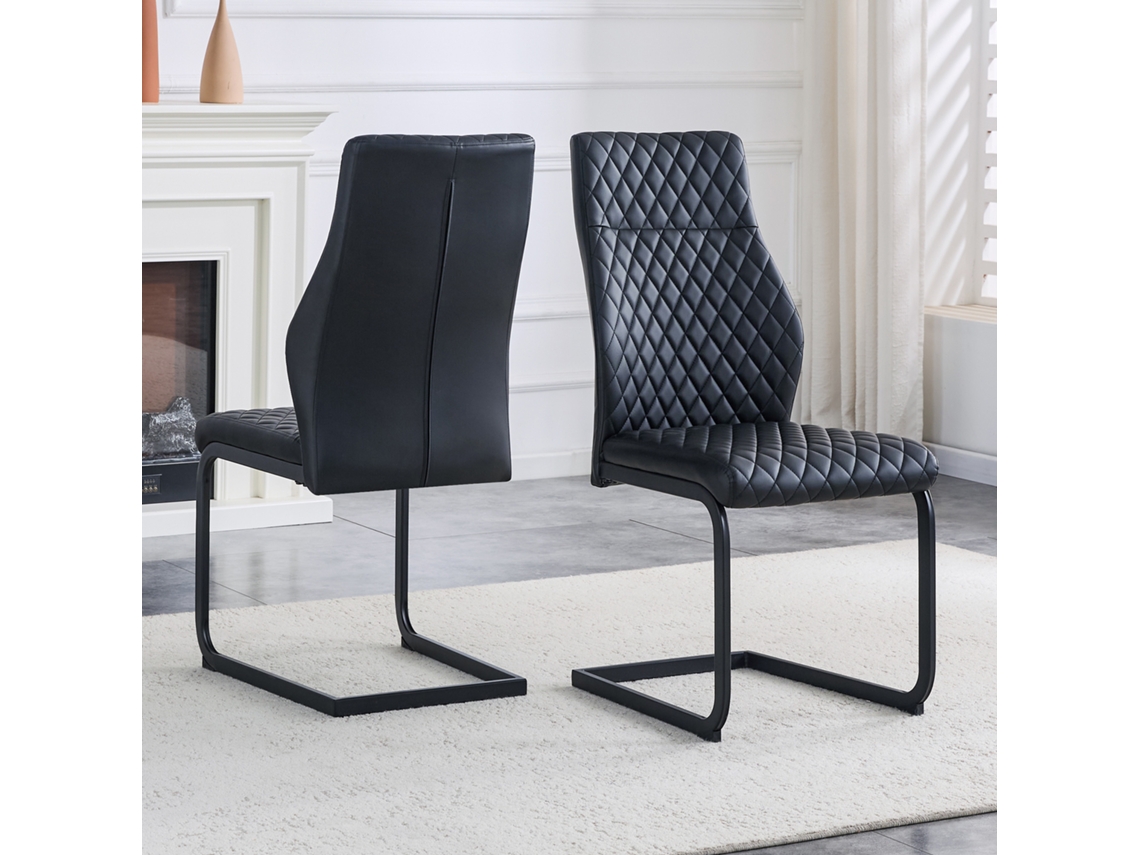 Cadeira Jantar 2peças, Black Diamond, Metal Preto, Encosto Alto, Antiderrapante-kd