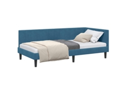 Cama De Solteiro | Camas Para Quarto | Estrutura De Cama De Canto Azul 90 Cm X 190 Cm Veludo