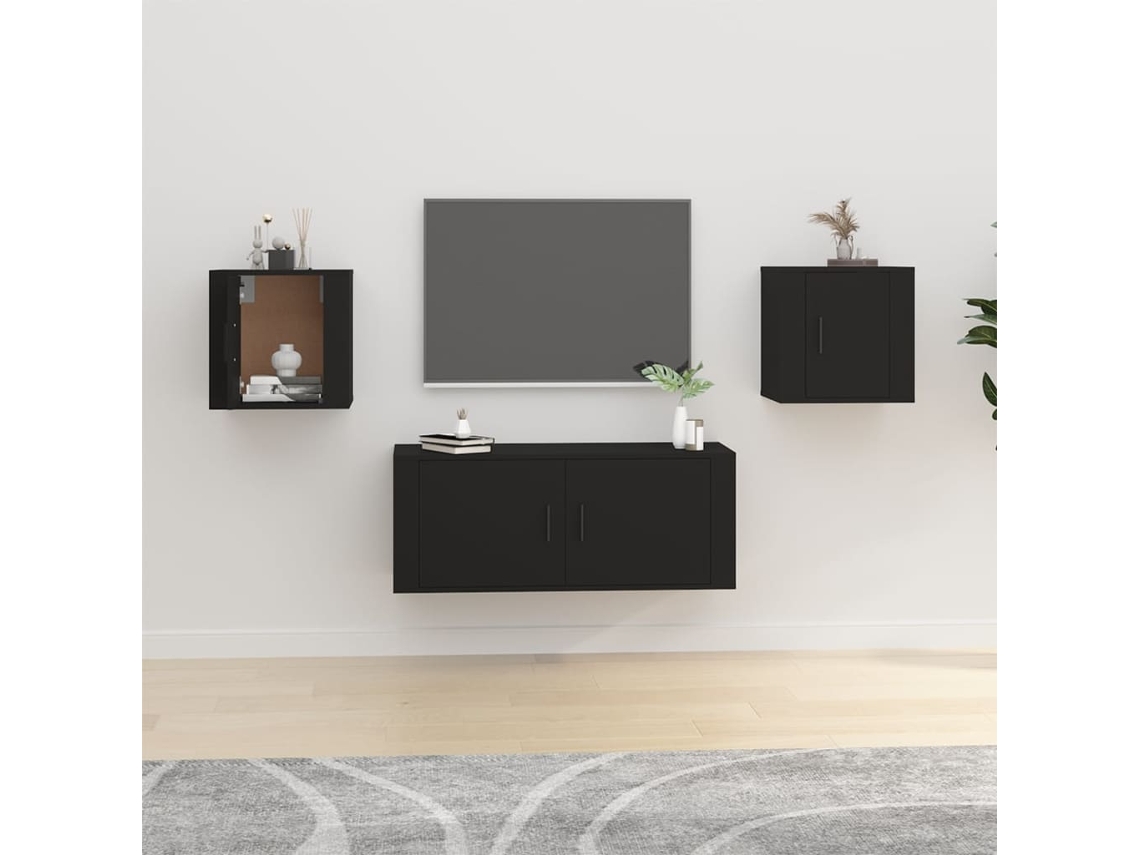 Vidaxl Móveis De Tv De Parede 2 Pcs 40x34,5x40 Cm Preto