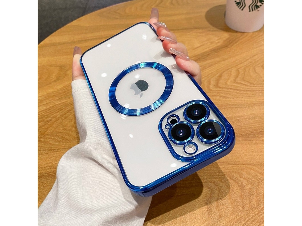 Capa Para Iphone 17 Air Azul Escuro Eletroplaqueada Magnética Resistente A Impactos