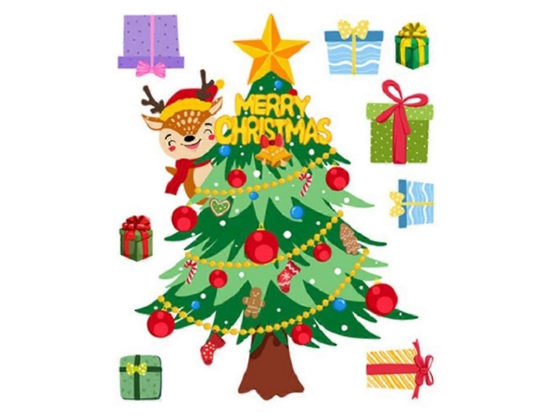 Adesivos De Decoração De Natal Para Interiores, Decalques De Desenhos Animados Viscosos Da Moda Para Itens Infantis Aquaforge