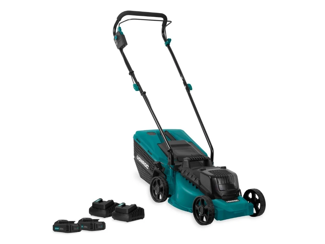 Corta Relvas VONROC Corta-Relva 40V Motor Sem Escovas 33Cm Incl 2 Baterias 2 0 Ah e Carregador Rápido