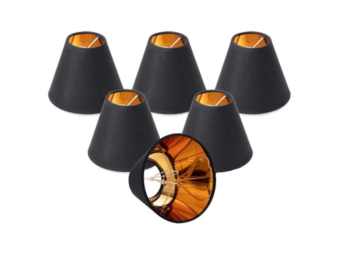 Conjunto De 6 Cúpulas E14 Pequenas, Pretas E Douradas, Para Luminárias Mesa Chão.-aquaforge