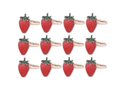 12 Anéis de guardanapo de morango, metal, 33mm | S/MARCA
