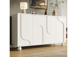 Armário 120x35x71cm Aparador Anti-tombamento Com Tampo Ajustável – Branco