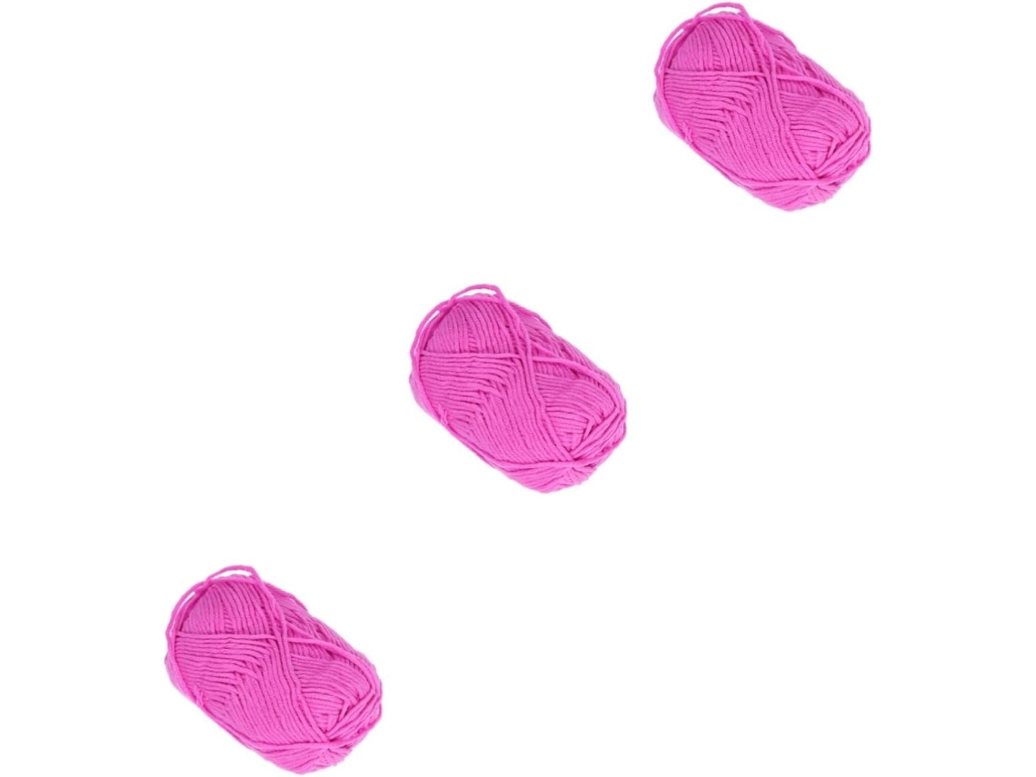 Fio De Algodão, 3 Un., Rosa, Tipo Leite, Macio Para Cachecóis E Gorros