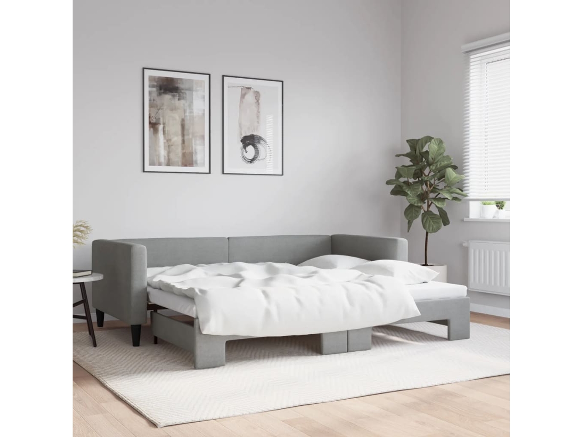 Sofá cama con cajón 90x200 cm Tejido gris claro