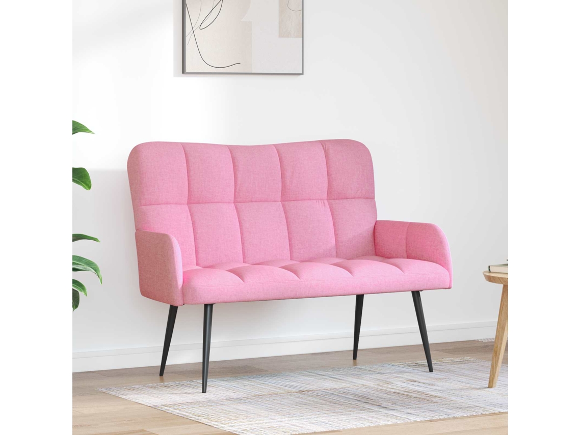 Vidaxl Sofá Para 2 Pessoas Rosa 115 X 61 X 87 Cm Tecido