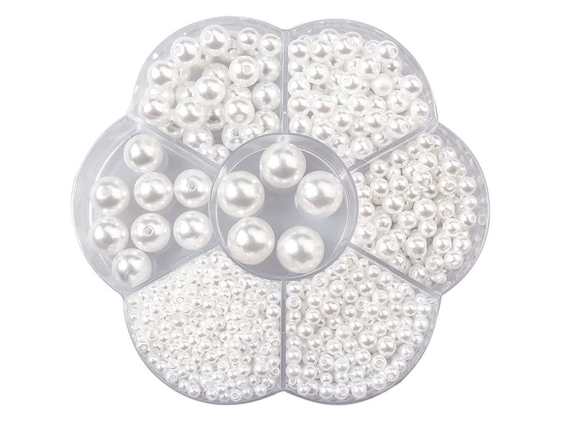 Contas Redondas Brancas 3/4/5/6/8/10/12 Mm, Pérolas Falsas Com Furo Para Artesanato, Colares, Pulseiras, Roupas, Carteiras, Celulares, Casamento Diy