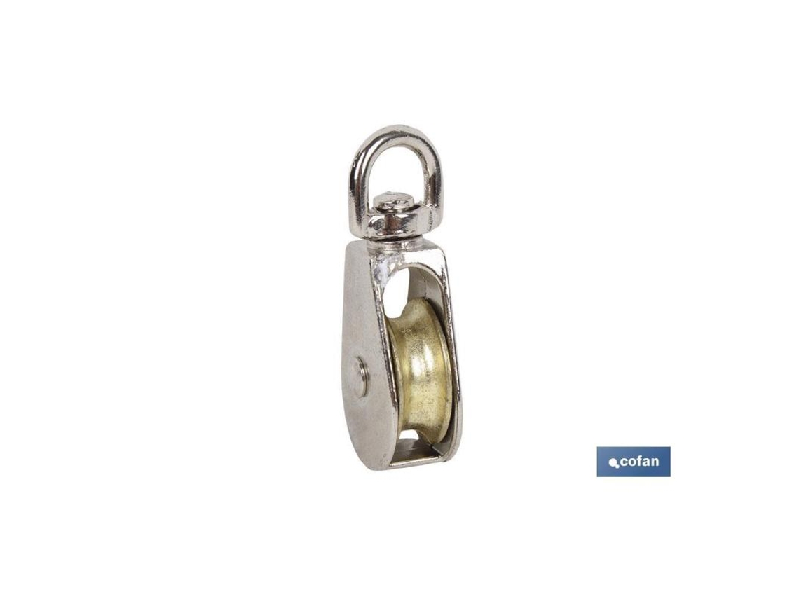 Polea simple giratoria niquelada (ø40mm) venta unitaria