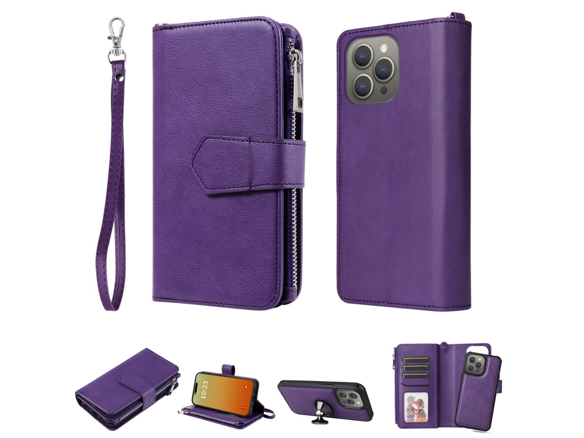 Capa Para Iphone 15 Pro Max Pele Sintética Magnética Roxo