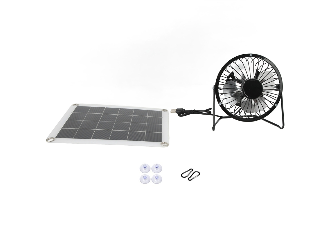 Ventilador Solar 6w 5v com Interface Usb Dupla Resfriamento Ecológico para Carro Pet Verão S/MARCA