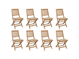 Cadeiras De Exterior Dobráveis C/ Almofadões 8pcs Acácia Maciça Dkd Home Decor