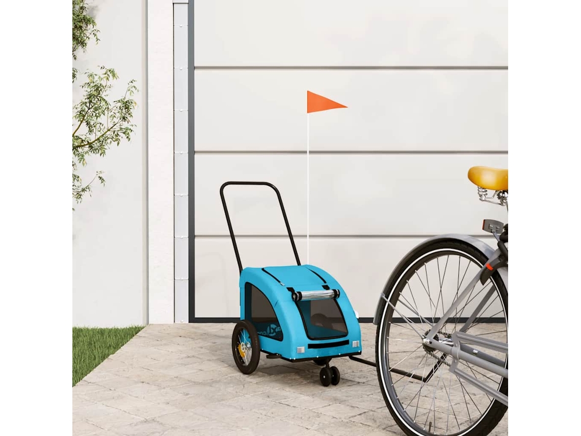 Vidaxl Reboque Bicicleta P/ Animais Tecido Oxford/ferro Azul