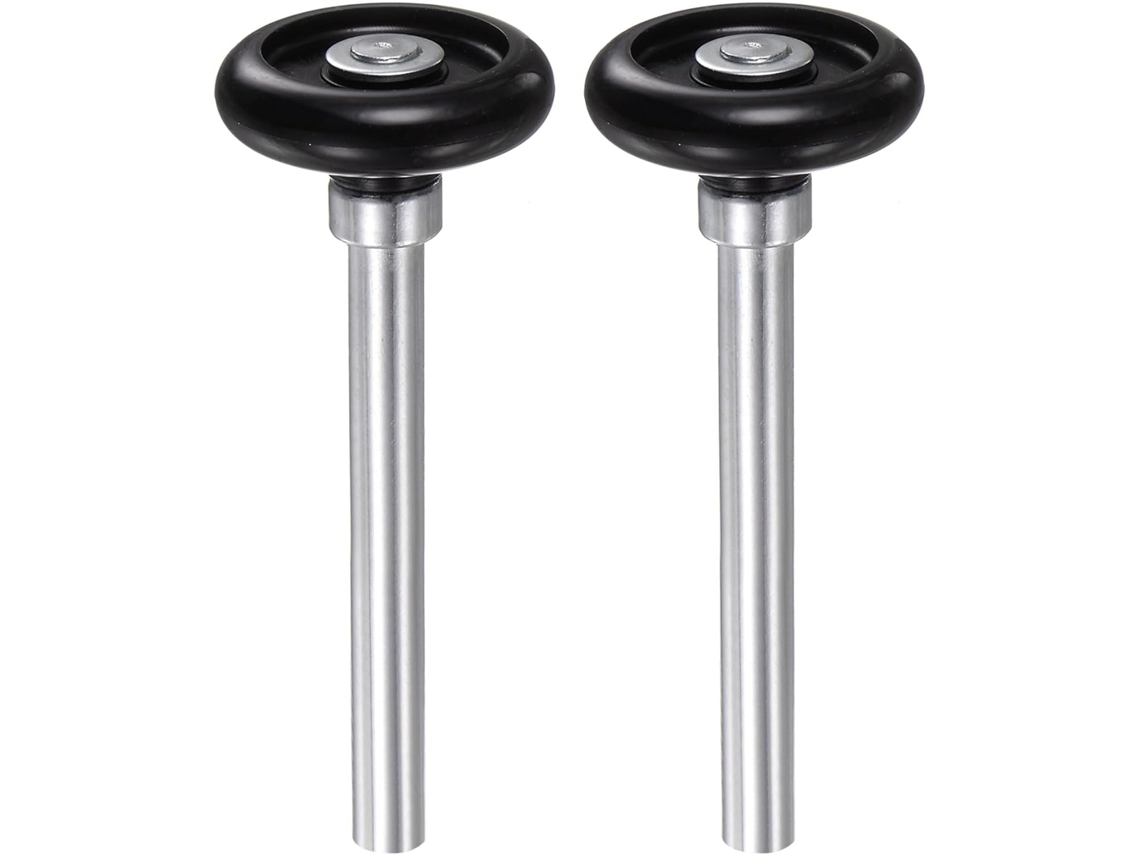 Conjunto de 2 roletes de nylon de 1,8 polegadas para porta de garagem, trilho de 2 polegadas, roletes padrão com haste de 4,25 polegadas, pretos.
