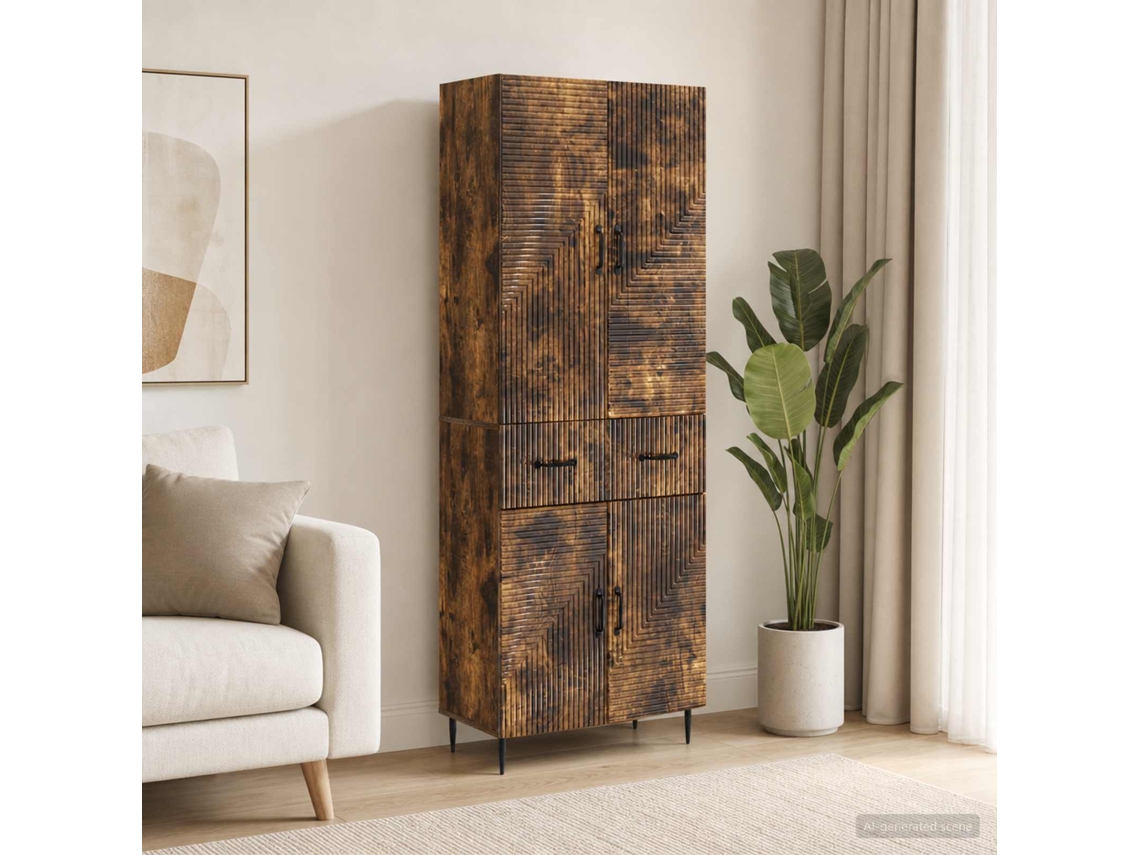 Vidaxl Conjunto De Gabinete 2 Pcs Carvalho Fumado 66 X 34,5 X 89,5 Cm