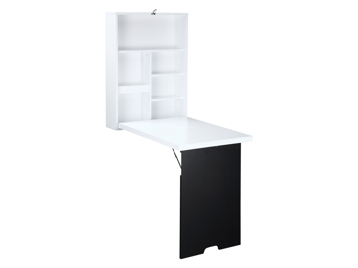 Mesa de parede dobrável, com suporte e quadro negro, MDF | S/MARCA