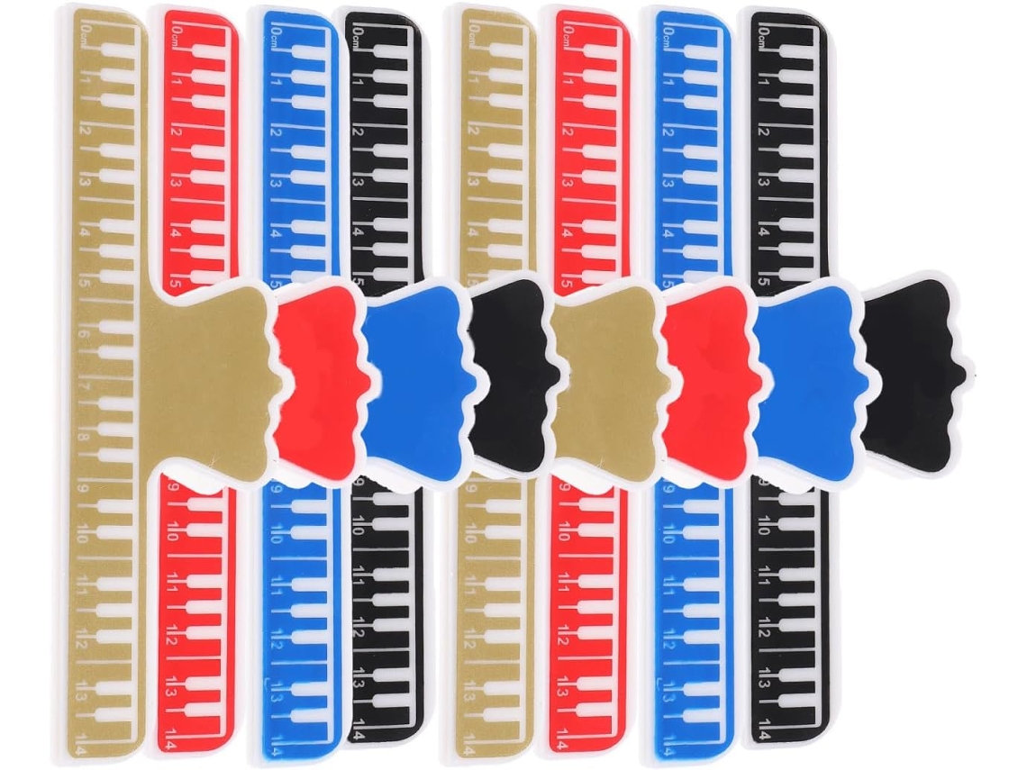 Conjunto de 8 pinos de ABS para partituras, suportes para livros de piano em 4 cores: vermelho, marrom, azul e dourado.