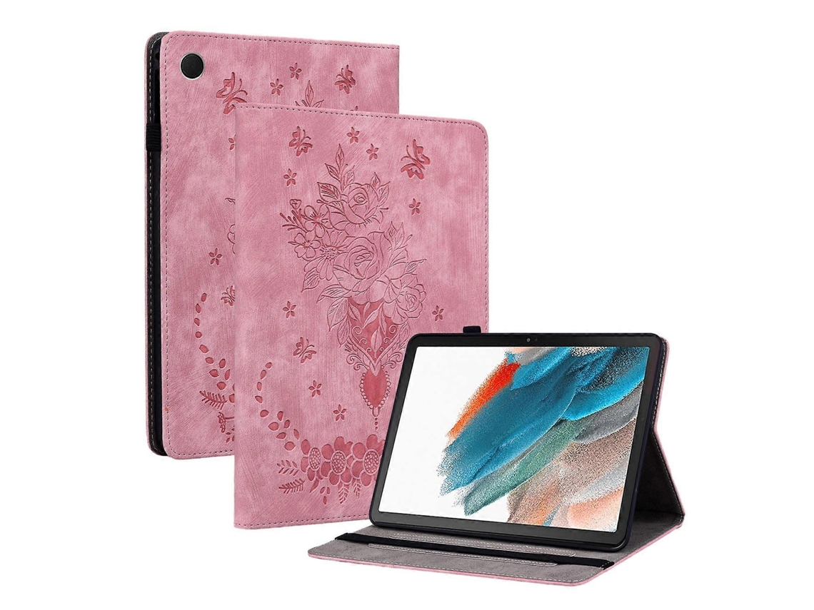 Capa de couro para tablet Webake com estampa de borboleta rosa