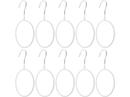 Conjunto 10 Peças Organizadores Lenços Gravatas Inoxidável Cabides Antiderrapantes Revestimento Pvc Branco GOKOCO