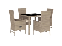 Conjunto de 5 Jantar para Jardim com Almofadões Vime Pe Bege MAISON EXCLUSIVE