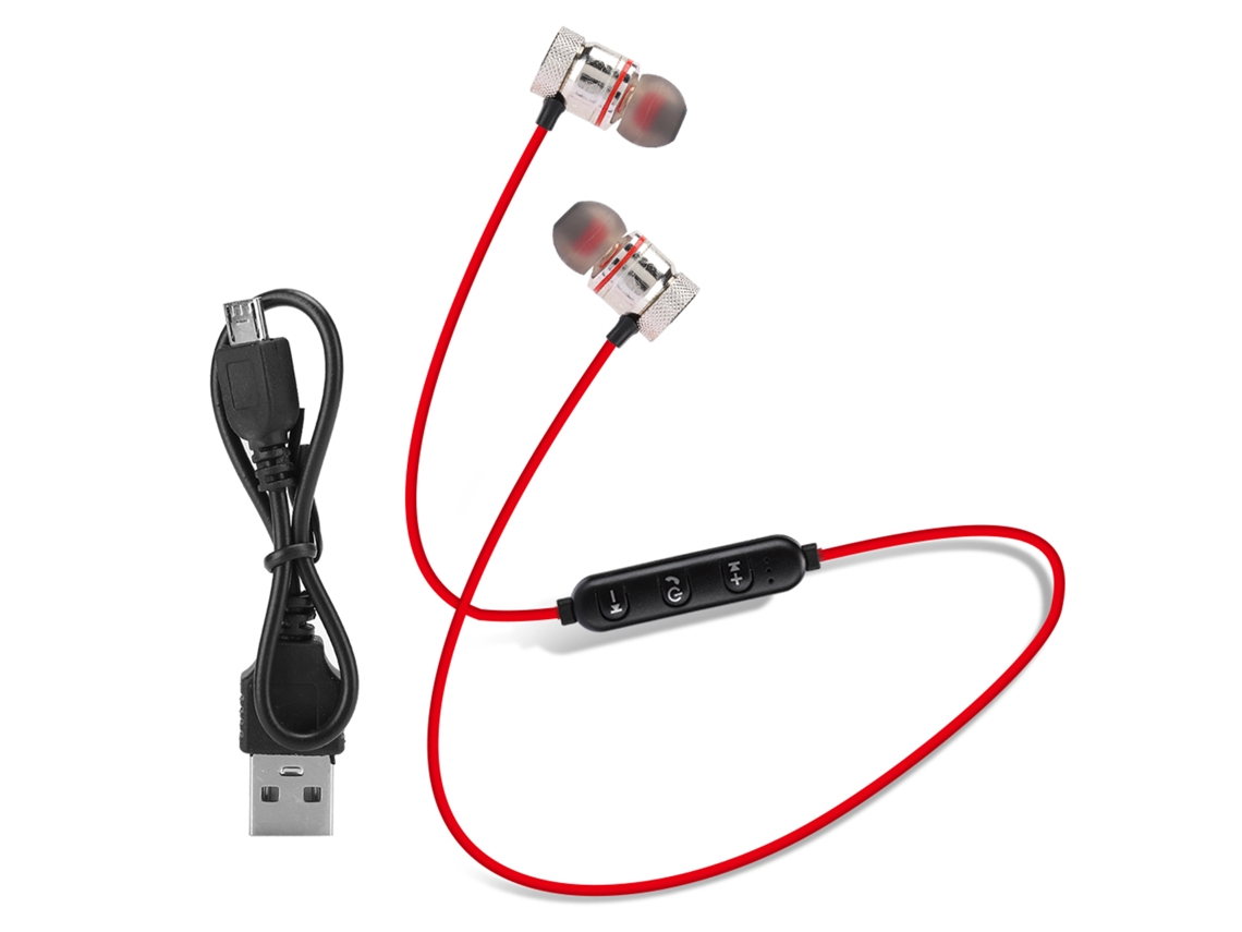 Auriculares inalámbricos Bluetooth intrauditivos con cancelación de ruido para deportes, rojo | S/MARCA