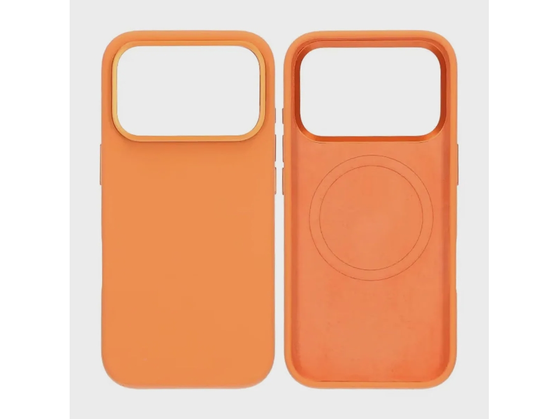 Capa De Silicone Magsafe Com Suporte Para Iphone 17 Pro Max - Laranja