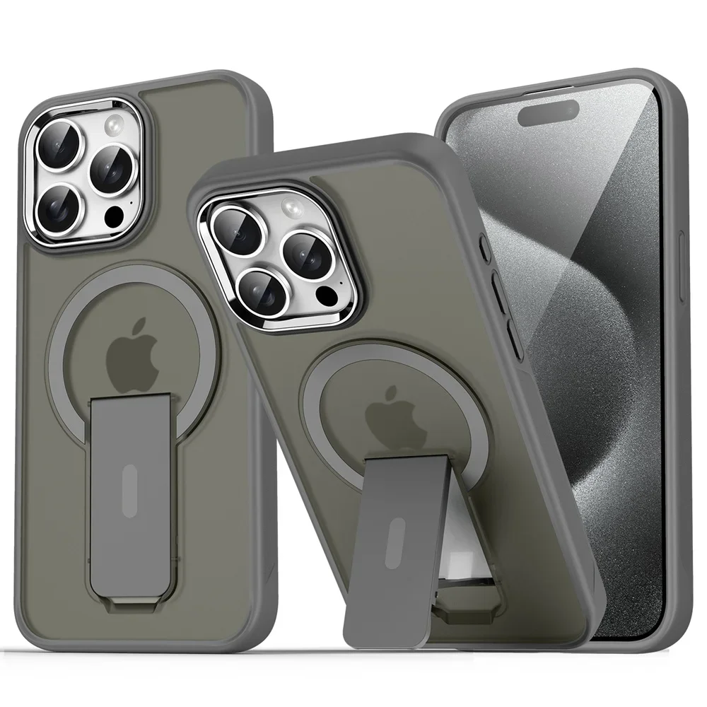 Capa Magnética Dobrável Magsafe Para Iphone (iphone 14 Pro Max, Cinza), Com Acabamento Fosco E Semitransparente.