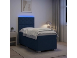 Vidaxl Cama Box Spring Com Colchão Azul 90 X 200 Cm Tecido
