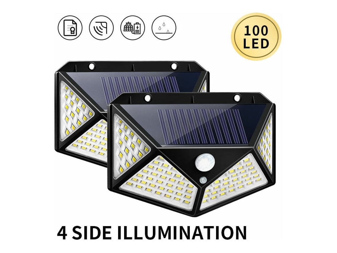 Lâmpada Solar Exterior 100 Led Com Sensor De Movimento