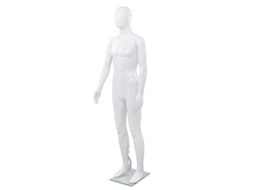 Vidaxl Manequim Masculino Completo Base Vidro 185 Cm Branco Brilhante