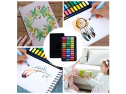 Set 36 Acuarelas Con Pincel Plumas Libro Arte Para Principiantes Adultos Portátil