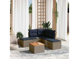 Vidaxl Conjunto De Sofá De Jardim Com 6 Peças E Almofadas Em Rattan Sintético Cinza