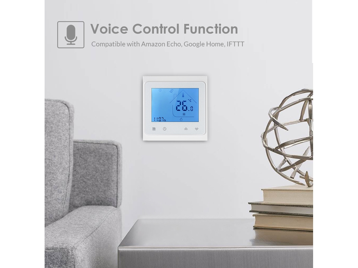 Termostato Programável Primerox para Aquecimento Elétrico, Controle por Voz e App