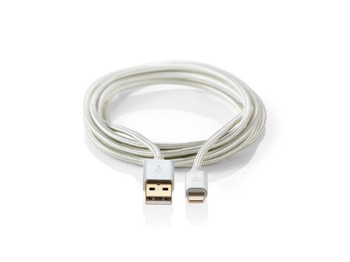 Cabo Telemóvel Usb Lightning NEDIS Alumínio Prateado