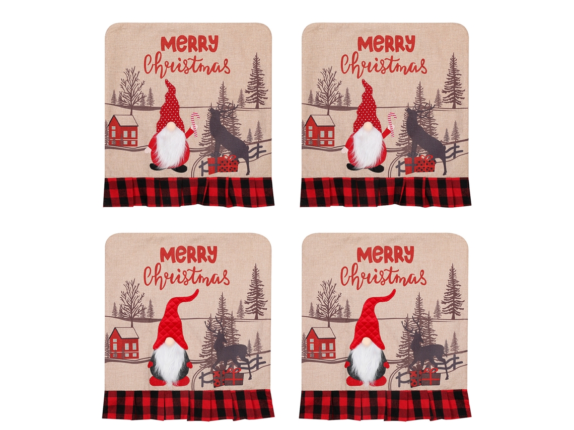 Laxiscreed Conjunto De 2 Capas De Cadeira Em Tecido Xadrez E Poás Para Decoração Elegante